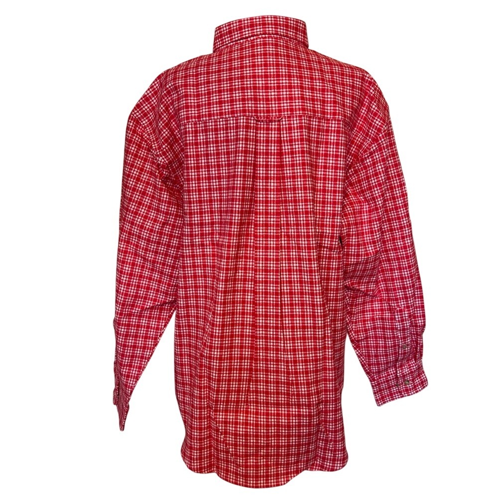 NWT Lands' End‎ Red Checkered Plaid Cotton Men's Shirt Size Large - Picture 2 of 6